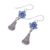 Silver dangle earrings, 'Karen Sparkle in Indigo' - Indigo Blue Bead and 950 Silver Earrings