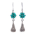 Silver dangle earrings, 'Karen Sparkle in Emerald' - Emerald Green Beaded 950 Silver Earrings (image 2a) thumbail