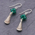 Silver dangle earrings, 'Karen Sparkle in Emerald' - Emerald Green Beaded 950 Silver Earrings (image 2b) thumbail