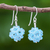 Glass beaded dangle earrings, 'Sky Sparkle' - Sky Blue Beaded Earrings with Sterling Hooks (image 2) thumbail