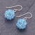 Glass beaded dangle earrings, 'Sky Sparkle' - Sky Blue Beaded Earrings with Sterling Hooks (image 2b) thumbail