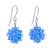 Pendientes colgantes con cuentas de cristal - Pendientes de perlas de vidrio azul con ganchos de plata esterlina