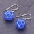 Pendientes colgantes con cuentas de cristal - Pendientes de perlas de vidrio azul con ganchos de plata esterlina
