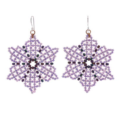 Beaded dangle earrings, 'Unique Creation in Lilac' - Lilac Glass Beaded Dangle Earrings