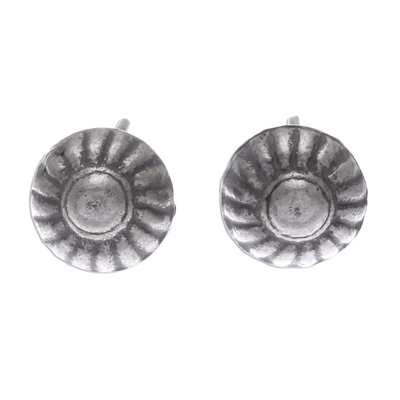 Handmade Oxidized 950 Silver Stud Earrings