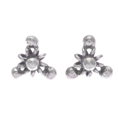 Thai Style Oxidized 950 Silver Stud Earrings