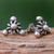 Silver stud earrings, 'Lanna Triangle' - Thai Style Oxidized 950 Silver Stud Earrings (image 2b) thumbail