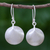 Silver dangle earrings, 'Mellow Moon' - Brushed 950 Silver Dangle Earrings