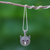 Garnet and marcasite pendant necklace, 'Bright-Eyed Owl' - Marcasite and Garnet Owl Pendant Necklace