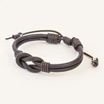 Leather unity bracelet, 'Harmony and Unity' - Thai Handmade Brown Leather Cord Unity Bracelet