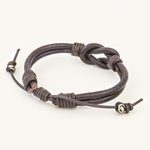 Leather unity bracelet, 'Harmony and Unity' - Thai Handmade Brown Leather Cord Unity Bracelet