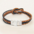 Leather braided unity bracelet, 'Unity and Nostalgia' - Thai Brown Leather Braid & Black Cord Unity Bracelet (image 2c) thumbail