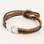 Leather braided unity bracelet, 'Unity and Nostalgia' - Thai Brown Leather Braid & Black Cord Unity Bracelet (image 2d) thumbail