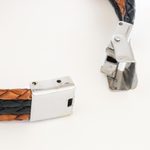 Leather braided unity bracelet, 'Unity and Nostalgia' - Thai Brown Leather Braid & Black Cord Unity Bracelet