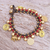 Quartz and brass beaded charm bracelet, 'Elephant Farm' - Red Quartz and Brass Beaded Charm Bracelet (image 2) thumbail