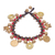 Quartz and brass beaded charm bracelet, 'Elephant Farm' - Red Quartz and Brass Beaded Charm Bracelet thumbail