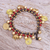 Quartz and brass beaded charm bracelet, 'Elephant Farm' - Red Quartz and Brass Beaded Charm Bracelet (image 2b) thumbail