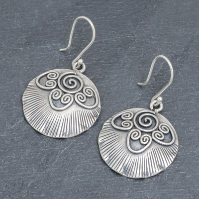 Sterling silver dangle earrings, 'Sunnyside Karen' - Sterling Silver Dangle Earrings Abstract Sun
