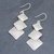 Sterling silver dangle earrings, 'Spark of Life in Silver' - Hand Tooled Sterling Silver Square Dangle Earrings