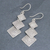 Sterling silver dangle earrings, 'Spark of Life in Grey' - Oxidized Hand Tooled Sterling Silver Square Dangle Earrings