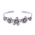 Silver cuff bracelet, 'Five Flowers' - Oxidized Silver Floral Cuff Bracelet