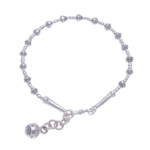Silver beaded bracelet, 'Flower Ball' - Silver Link Bracelet with Extender Chain from Thailand