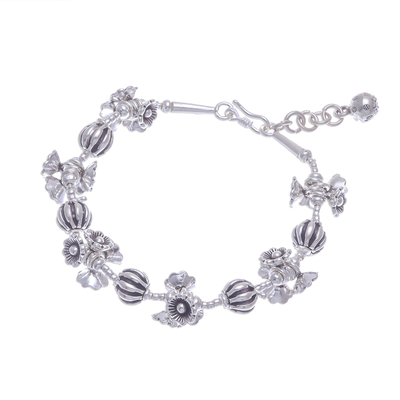 Silver Link Bracelet with Extender Chain from Thailand - Beauty and Love