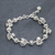 Silver beaded bracelet, 'Flying Flower' - Silver Link Bracelet with Extender Chain from Thailand (image 2) thumbail