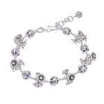 Silver beaded bracelet, 'Flying Flower' - Silver Link Bracelet with Extender Chain from Thailand
