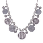 Silver pendant necklace, 'Woven Coin' - Hill Tribe Coin Link Silver Necklace