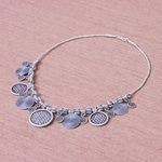 Silver pendant necklace, 'Woven Coin' - Hill Tribe Coin Link Silver Necklace