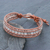 Chalcedony and leather beaded wristband bracelet, 'Sidetracked' - Chalcedony and Glass Bead Leather Bracelet (image 2) thumbail