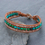 Serpentine and leather beaded wristband bracelet, 'Sidetracked' - Leather Bracelet with Serpentine and Glass Beads (image 2) thumbail