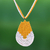 Beaded pendant necklace, 'Si Thep Temple in Marigold' - Beaded Pendant Necklace in Marigold and Cream