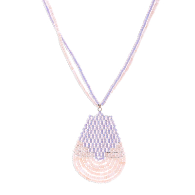 Iridescent Lavender Glass Beaded Pendant Necklace