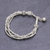 Silver beaded charm bracelet, 'Lively Karen' - 950 Silver Beaded Bracelet with Stamped Charm from Thailand