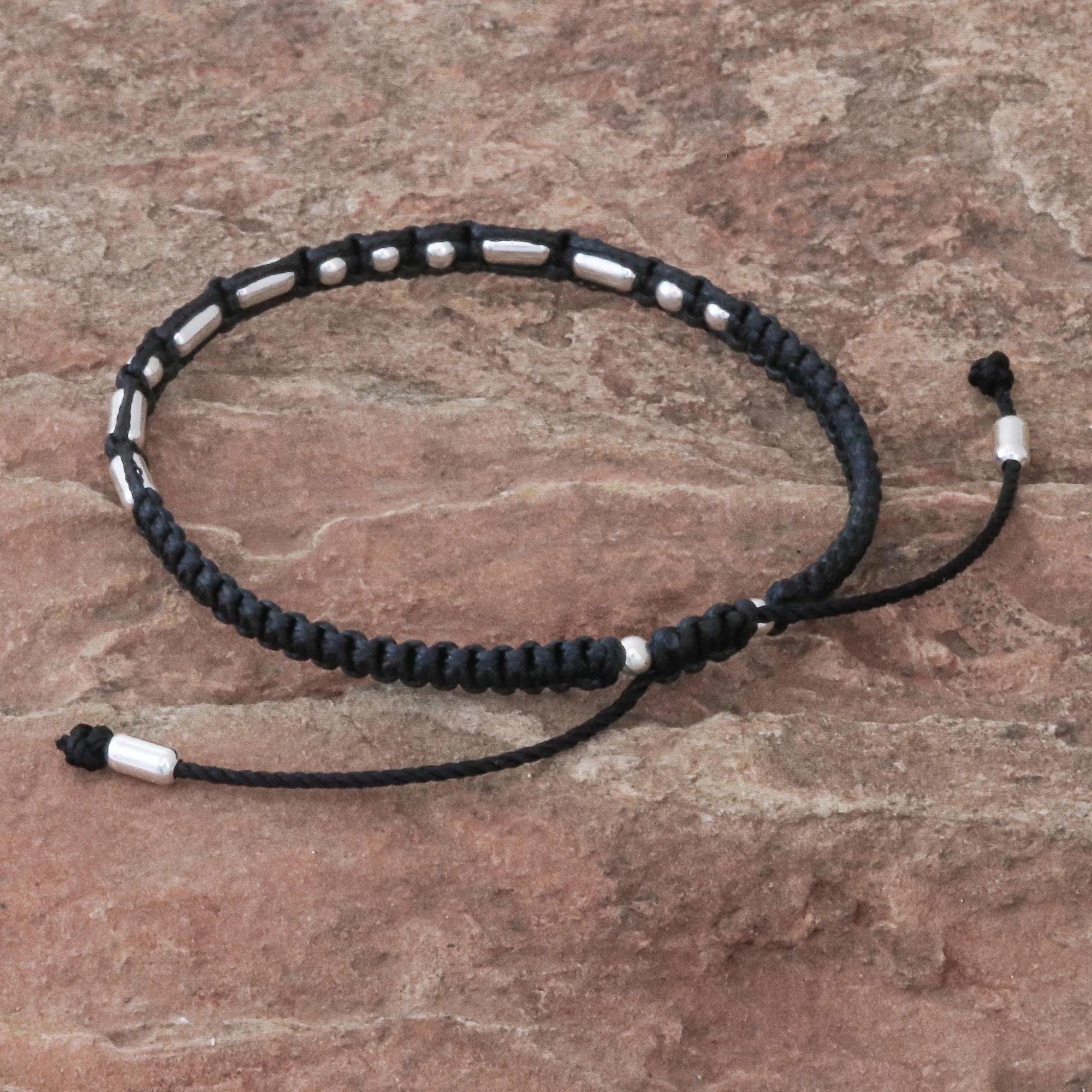 UNICEF Market Thai Sterling Silver Macrame Morse Code Unity Bracelet