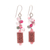 Agate beaded dangle earrings, 'Sweetness in Nature' - Pink Agate Quartz Bead Cluster Lava Stone Dangle Earrings
