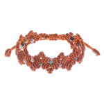 Agate beaded macrame bracelet, 'Zigzag in Rust' - Brown Macrame Agate Bead Bracelet