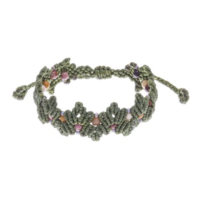 Green Macrame Jasper Bead Bracelet