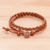 Jasper and leather wrap bracelet, 'Genuine Cool in Brown' - Braided Leather Wrap Bracelet with Jasper Button (image 2) thumbail