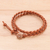 Jasper and leather wrap bracelet, 'Genuine Cool in Brown' - Braided Leather Wrap Bracelet with Jasper Button (image 2b) thumbail