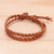 Jasper and leather wrap bracelet, 'Genuine Cool in Brown' - Braided Leather Wrap Bracelet with Jasper Button (image 2c) thumbail