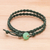 Quartz and leather wrap bracelet, 'Genuine Cool in Green' - Braided Leather Wrap Bracelet with Quartz Button (image 2) thumbail