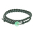 Quartz and leather wrap bracelet, 'Genuine Cool in Green' - Braided Leather Wrap Bracelet with Quartz Button thumbail