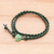 Quartz and leather wrap bracelet, 'Genuine Cool in Green' - Braided Leather Wrap Bracelet with Quartz Button (image 2b) thumbail