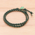 Quartz and leather wrap bracelet, 'Genuine Cool in Green' - Braided Leather Wrap Bracelet with Quartz Button (image 2c) thumbail