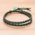 Quartz and leather wrap bracelet, 'Genuine Cool in Green' - Braided Leather Wrap Bracelet with Quartz Button (image 2d) thumbail