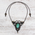 Serpentine macrame pendant necklace, 'Bohemian Grandeur' - Macrame Pendant Necklace with Serpentine (image 2b) thumbail