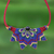 Onyx macrame pendant necklace, 'Bohemian Star' - Red and Blue Macrame Necklace with Onyx (image 2) thumbail